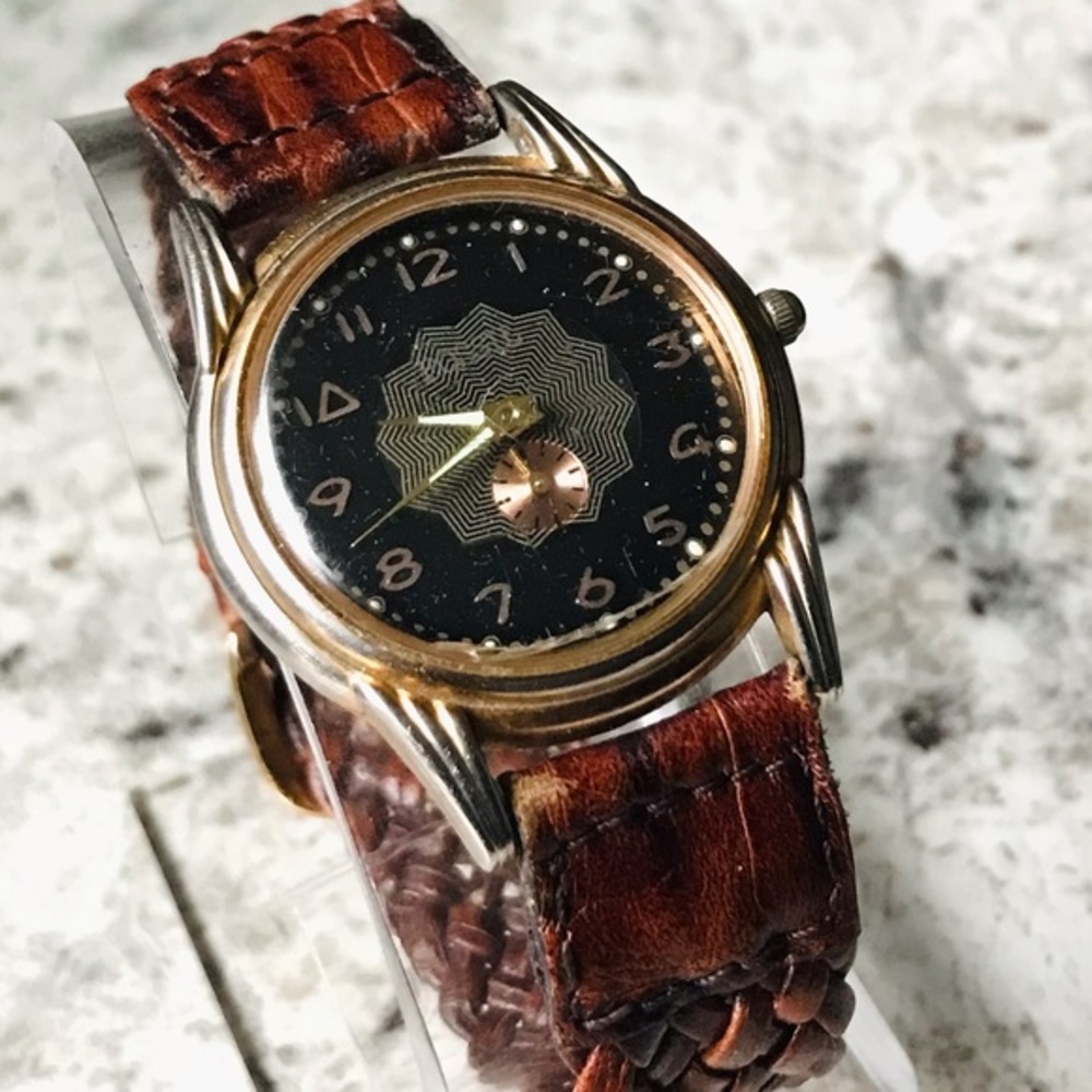 RARE ART DECO FOSSIL GR SERIES BLACK/SILVER